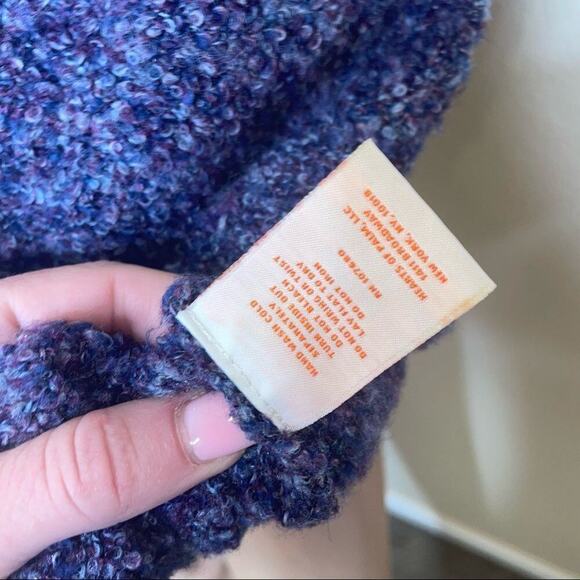 Hearts of Palm sweater purple purple fringe collared tasseled neck line SZ Lg - Picture 5 of 8